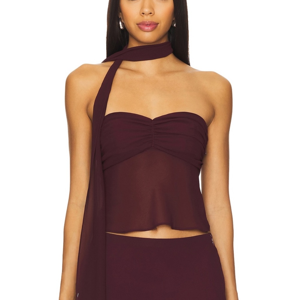 Lovers + Friends Burgundy Strapless Top
